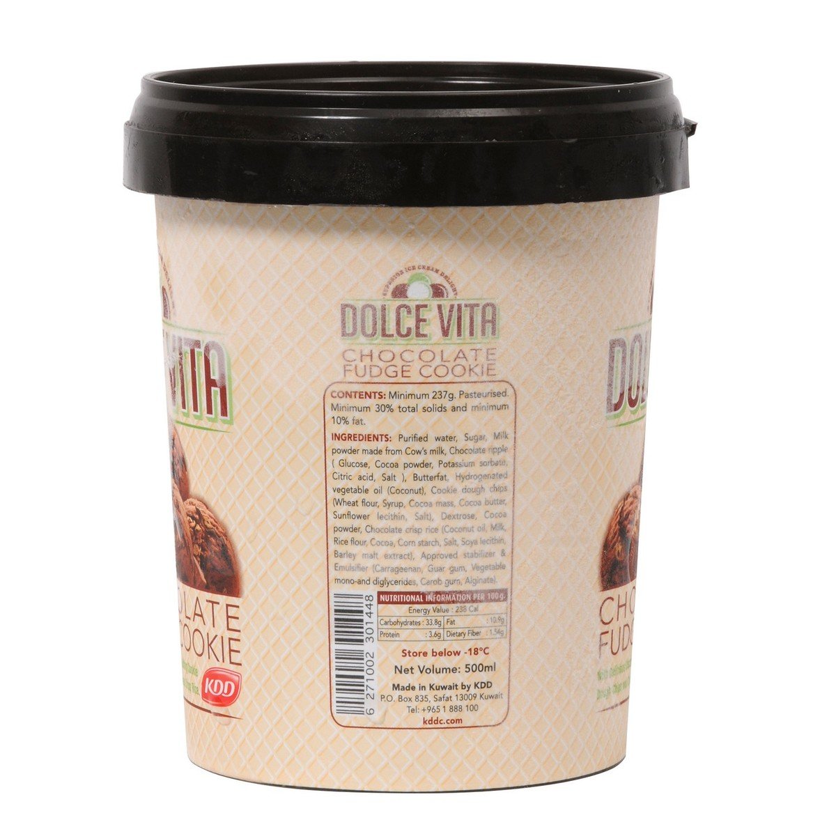 KDD Dolce Vita Chocolate Fudge Cookie Ice Cream 500ml