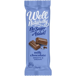 Well Naturally No Sugar Added Milk Chocolate Smooth & Creamy 45 g