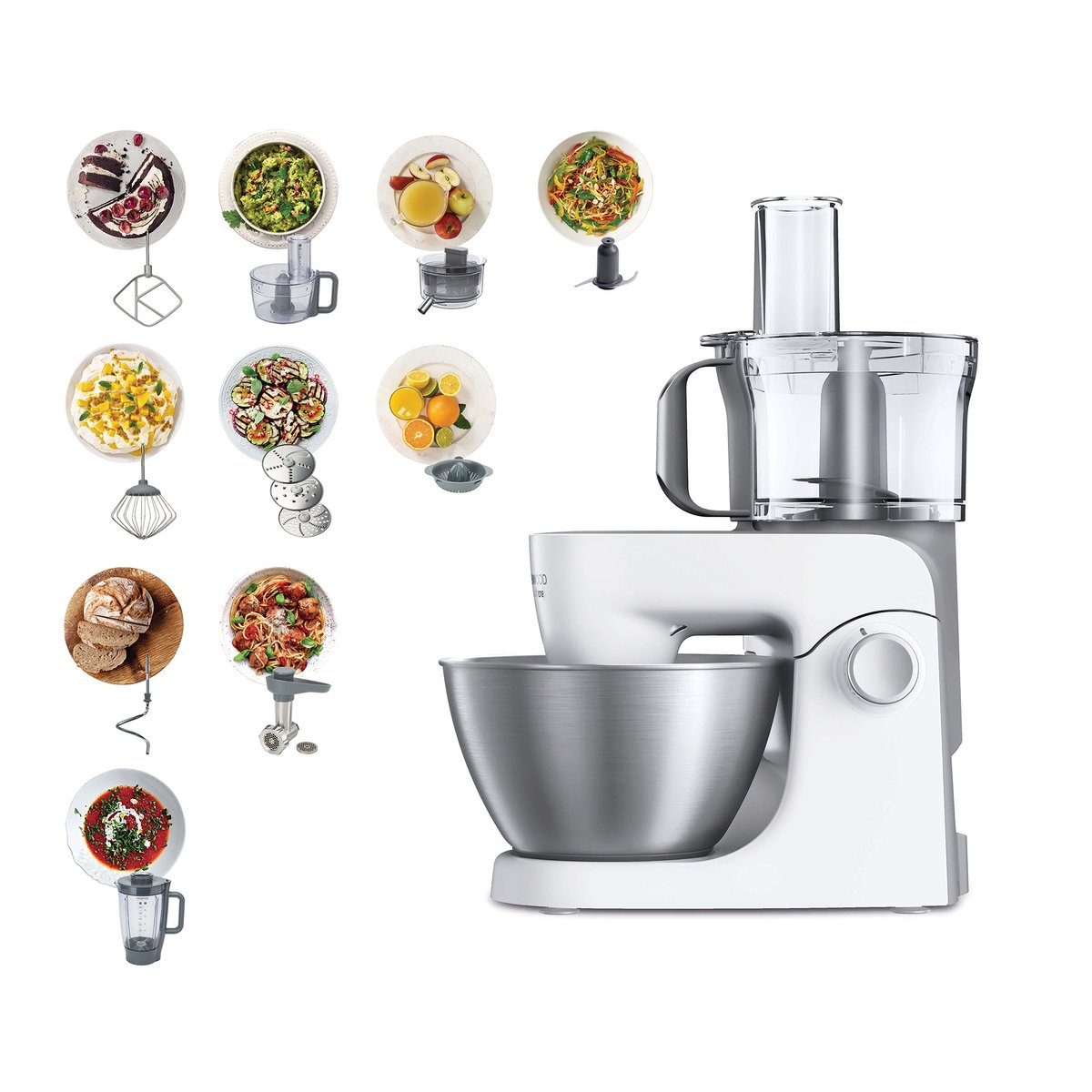 Kenwood Food Processor 1000W Multi-Functional with 3 Stainless Steel Disks,  Blender, Grinder Mill, Juicer Extractor, Whisk, Dough Maker, Citrus Juicer  FDP65.750WH White Online at Best Price, Food Processors