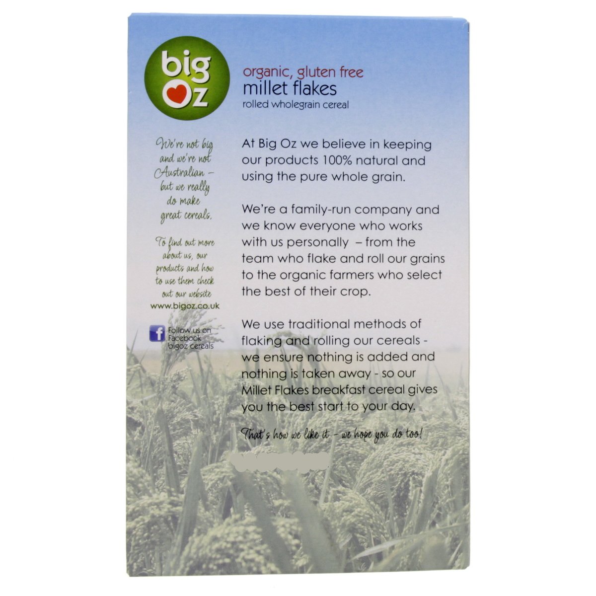 Big Oz Organic Millet Flakes Gluten Free 500g