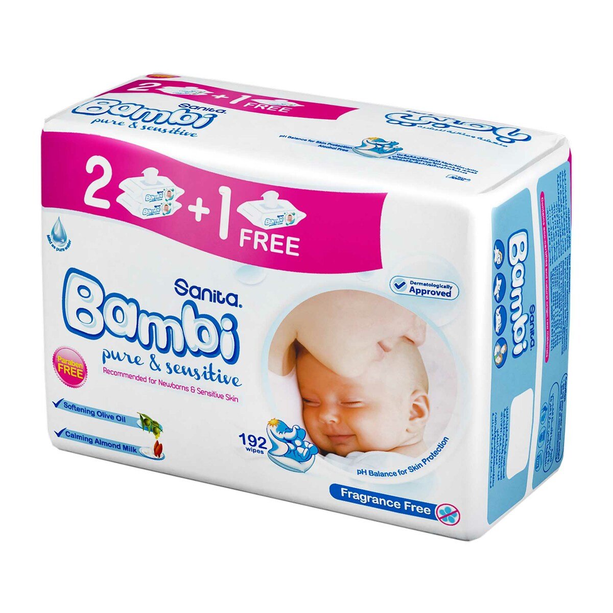 Sanita Bambi Wipes Pure & Sensitive 64 pcs 2+1