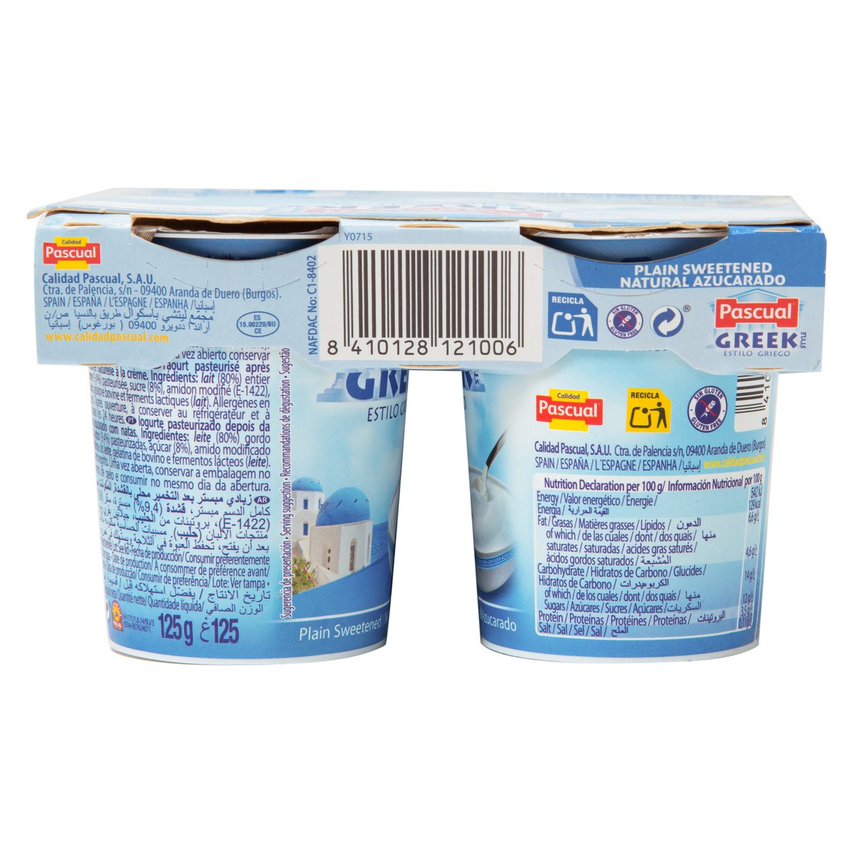 Pascual Yogurt Greek Style Plain 4 x 125 g