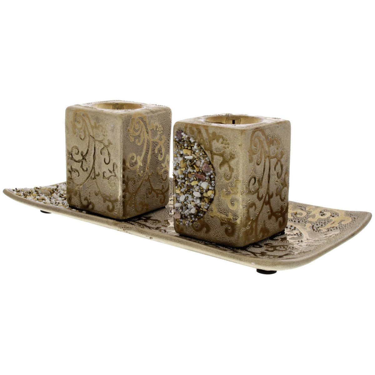 Home Style Ceramic Candleholder and Plate with Decoration HT1585-N