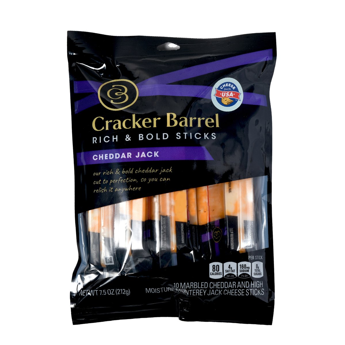 Kraft Cracker Barrel Cheddar Jack Cheese Sticks 212 g