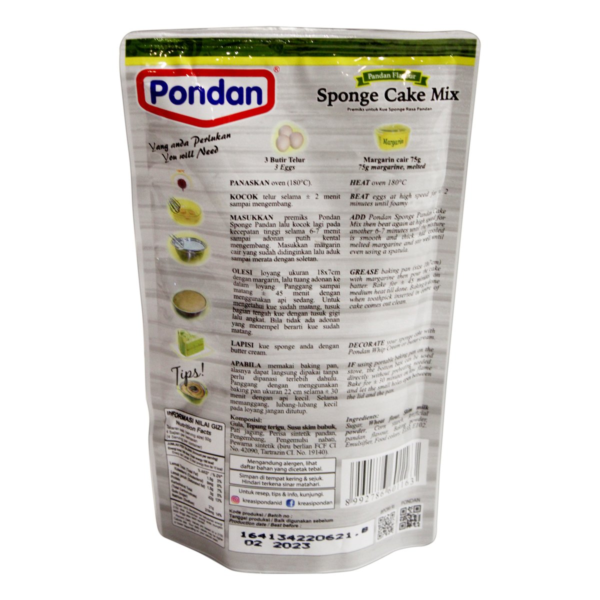 Pondan Sponge Cake Mix Pandan 200g