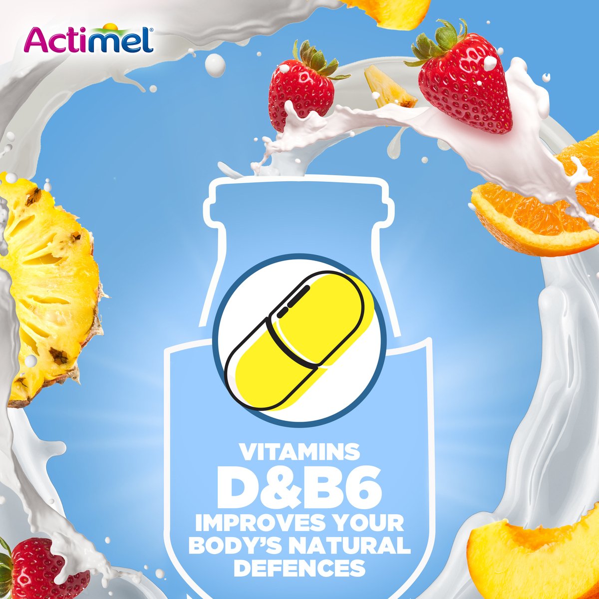 Actimel Multi-Fruit Flavored Low Fat Dairy Drink 93 ml 6+2