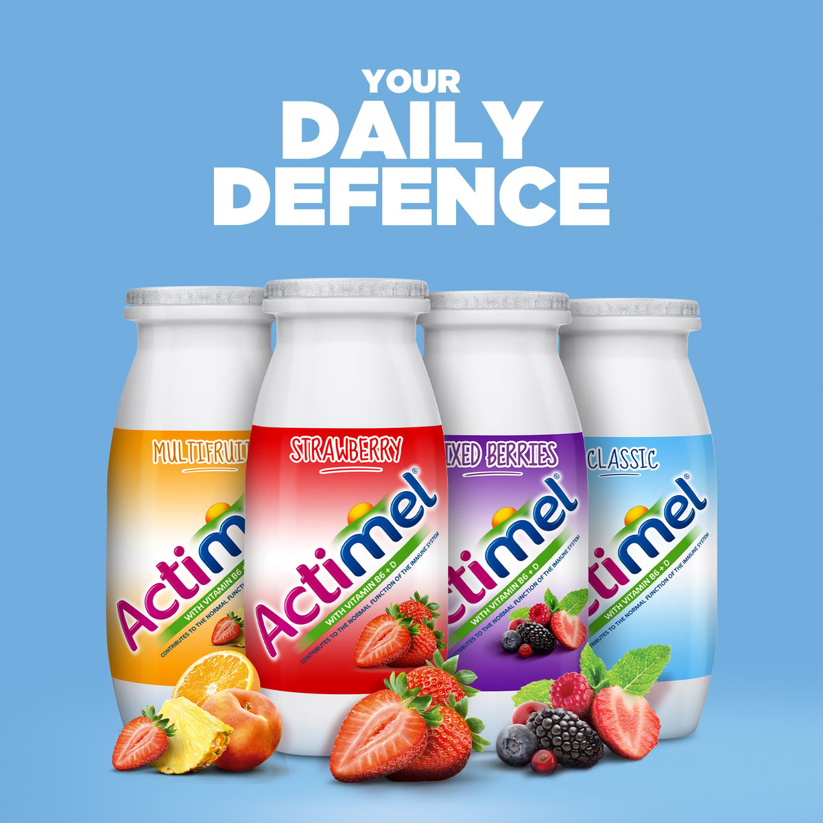 Actimel Multi-Fruit Flavored Low Fat Dairy Drink 93 ml 6+2