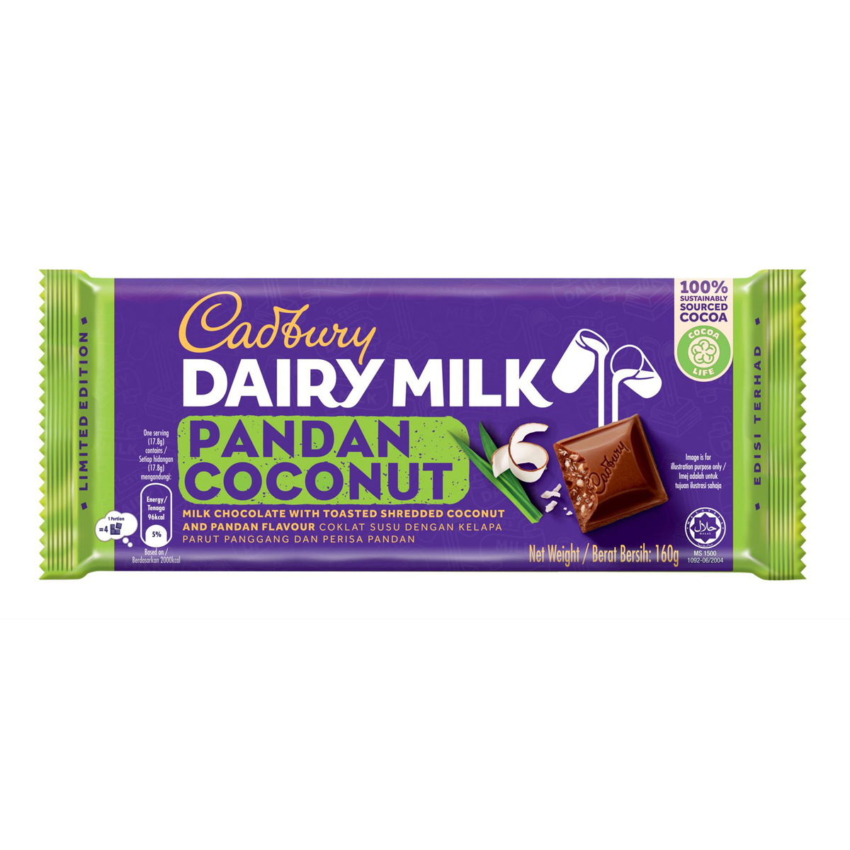 Cadbury Dairy Milk Pandan Coconut 160g