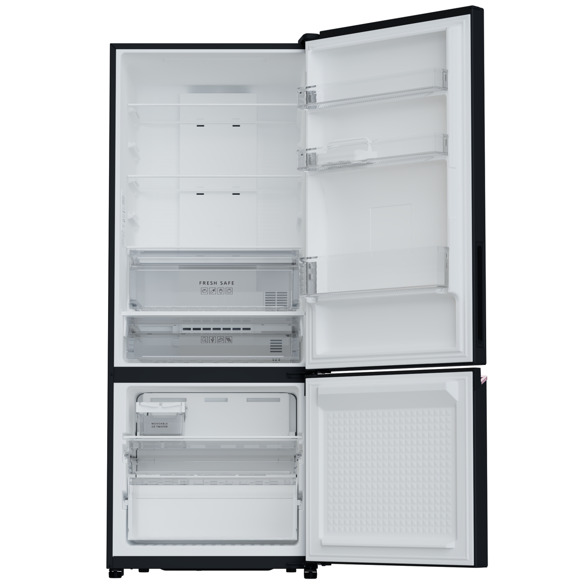 Panasonic Double Door Refrigerator, 401L Net Capacity, Black, NR-BK468BQKU