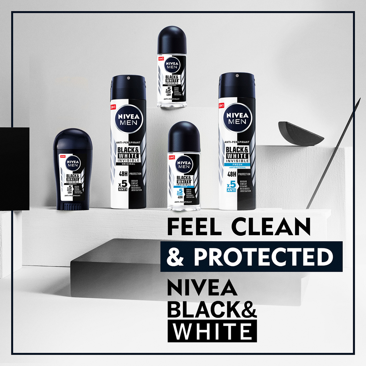 Nivea Men Antiperspirant Roll-On For Men Black & White Invisible Original Value Pack 2 x 50 ml