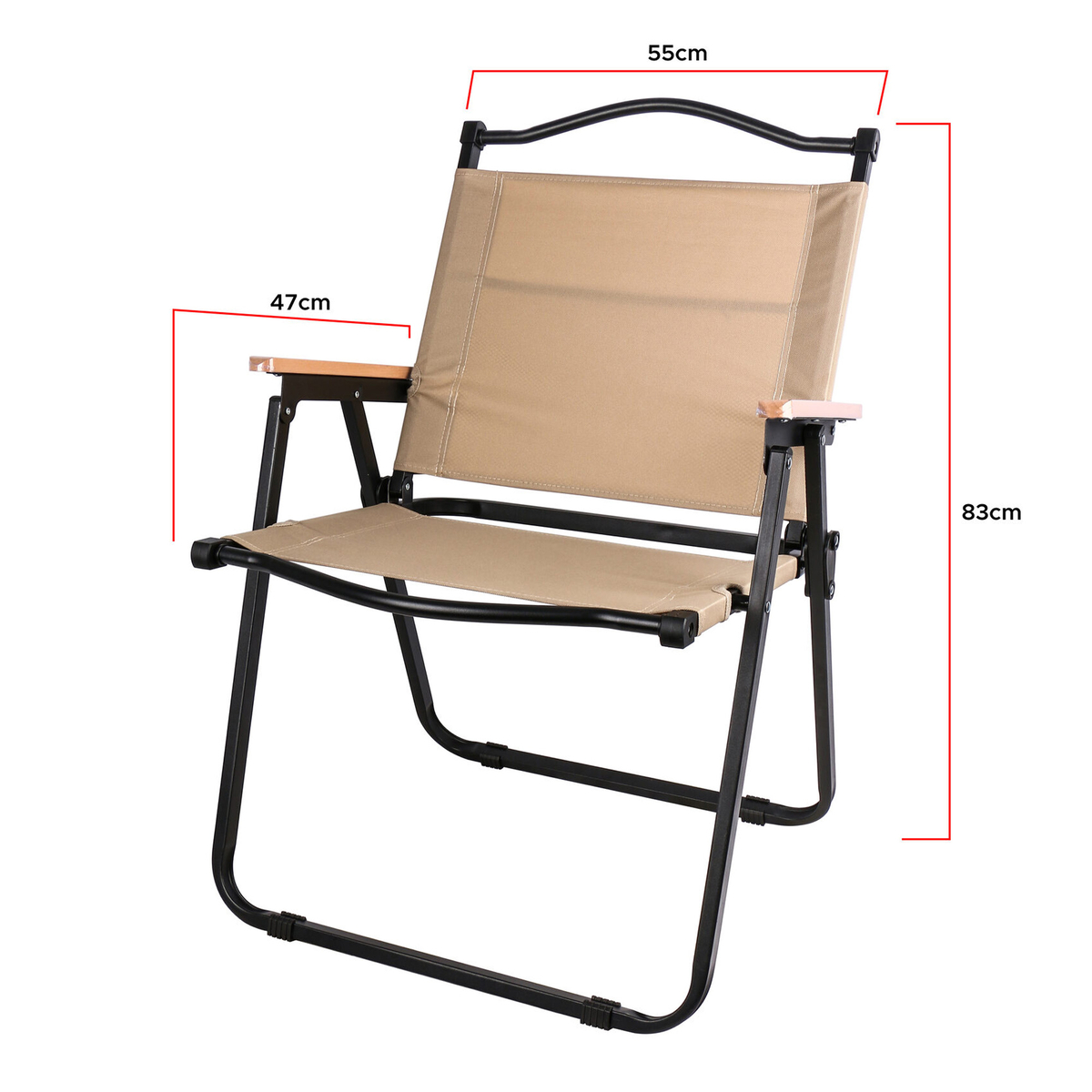 Campmate Foldable Camping Chair with Wooden Armrest, 54 x 7 x 65 cm, CM-7876