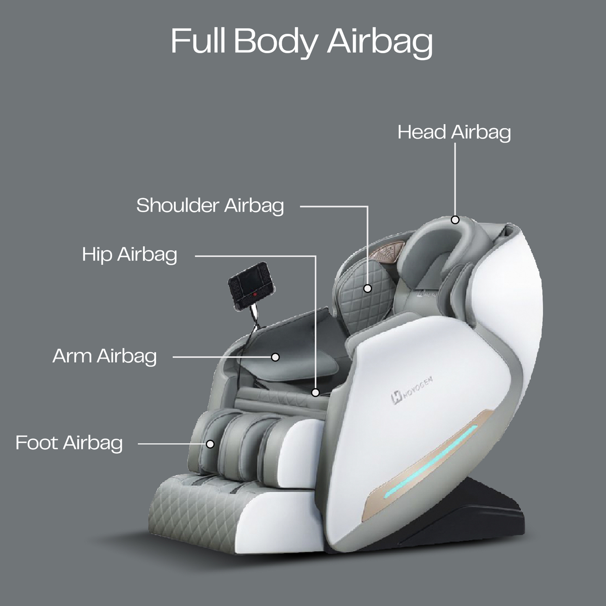 Rotai Hoyogen's Force 4D Multi-Functional Full Body Massage Chair, Grey, HoyogenS2_W