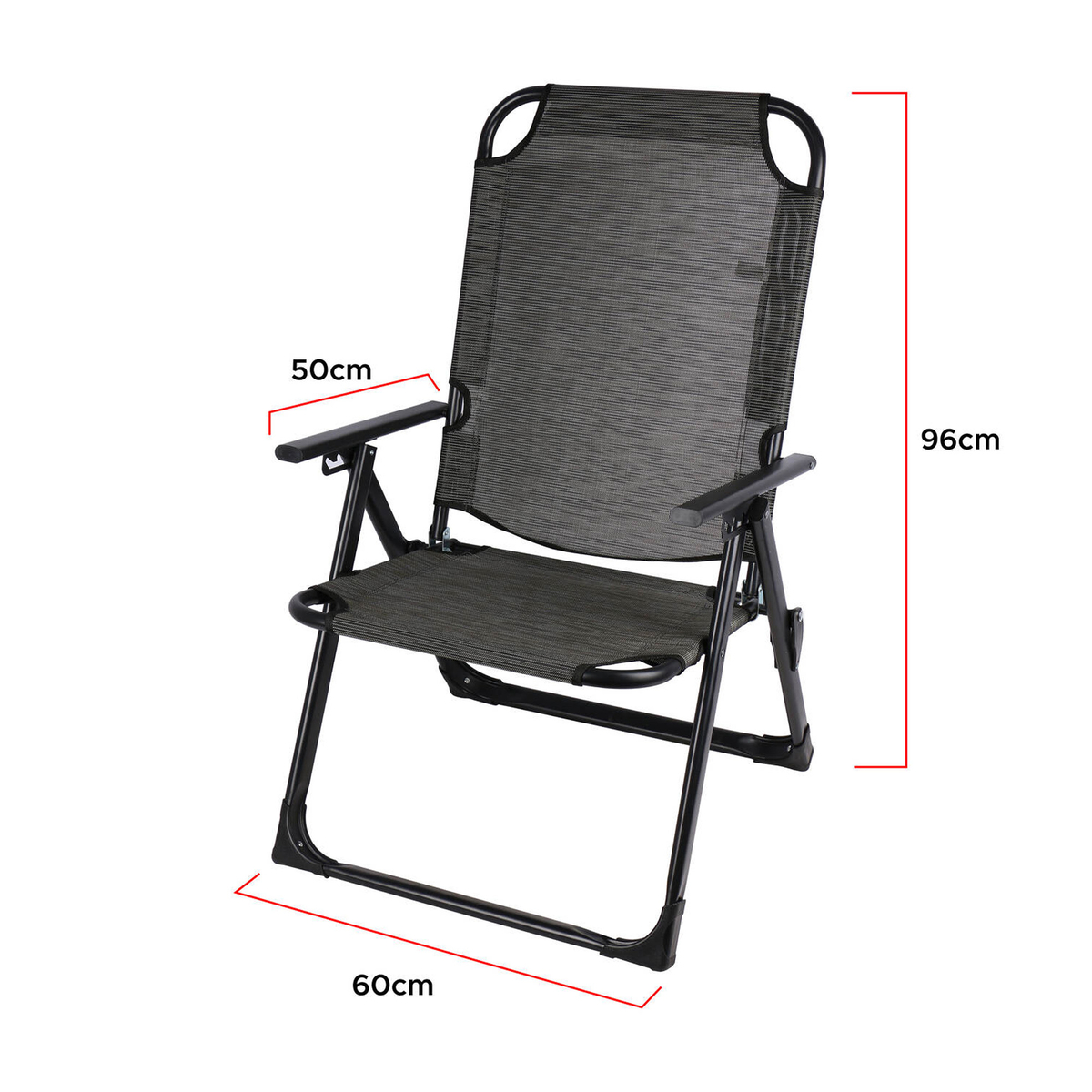 Campmate Foldable Camping Chair with Wooden Armrest, 58 x 8 x 58 cm, CM-7877