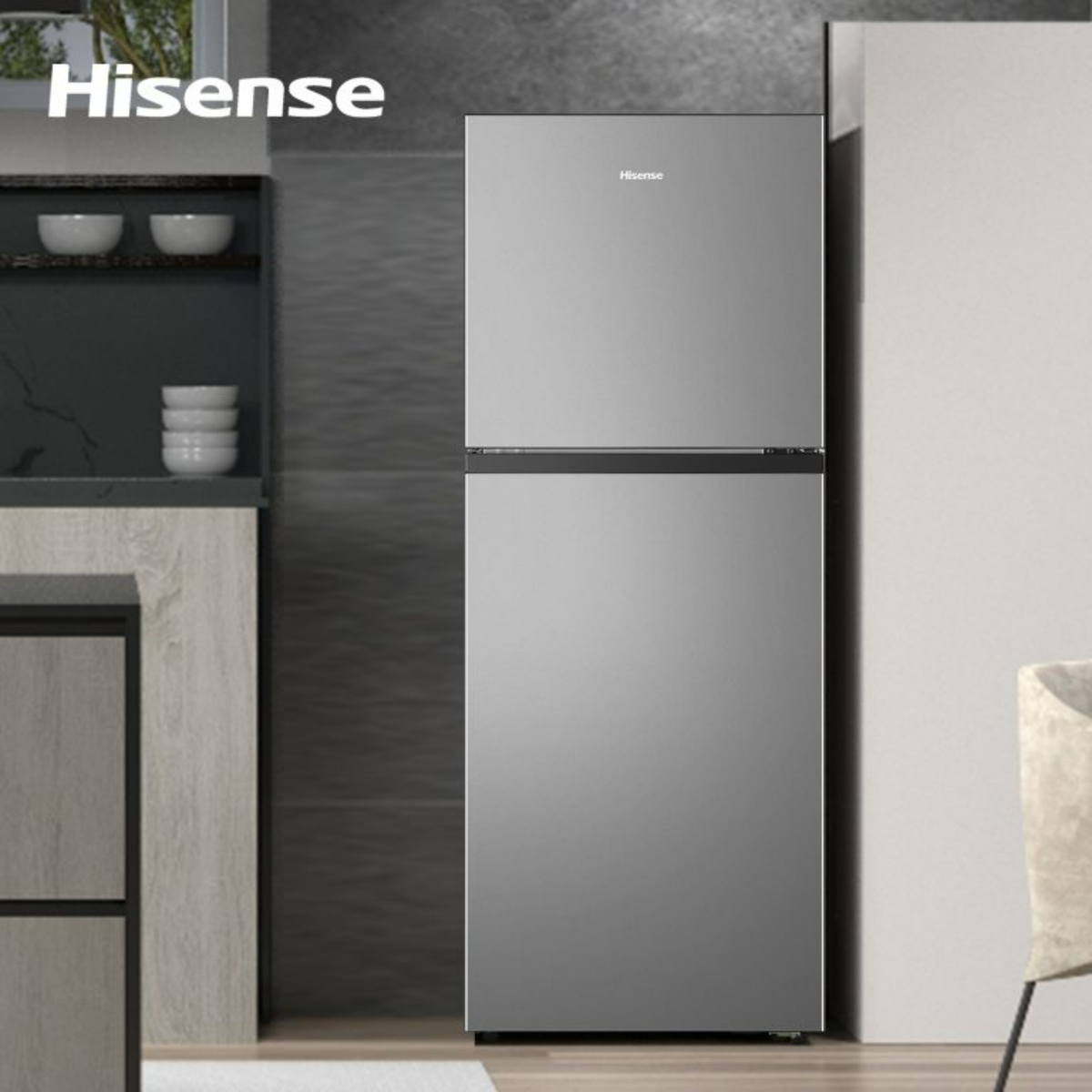 Hisense Double Door Refrigerator, 203L, Stainless Steel Finish, RT264N4DGN