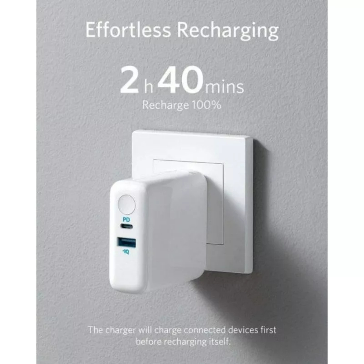 Anker PowerCore III Fusion Hybrid Wall Charger, 5000 mAh, White, A1624H22