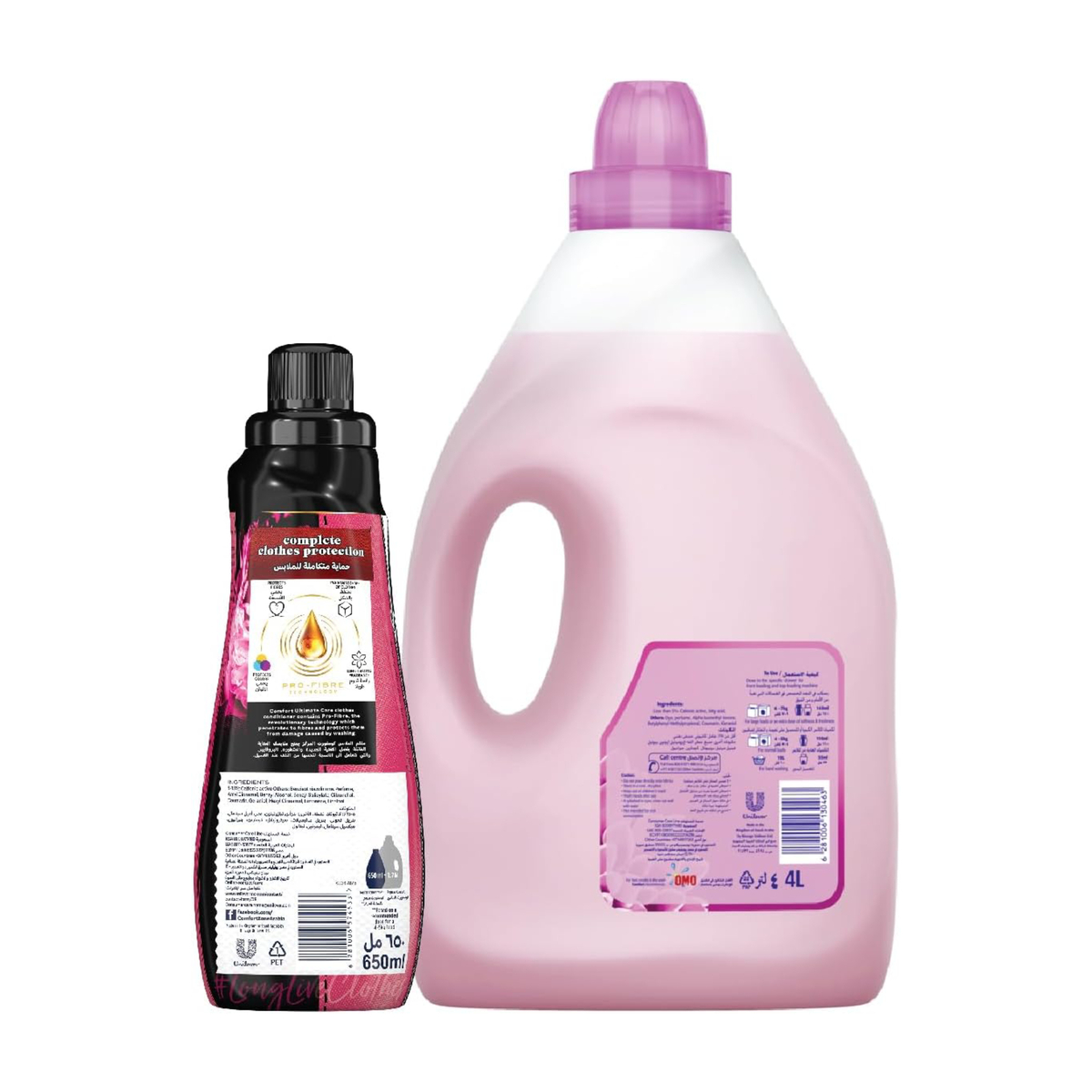 Comfort Flora Soft Pink Fabric Softener 4 Litres + Ultimate Care Assorted 650 ml