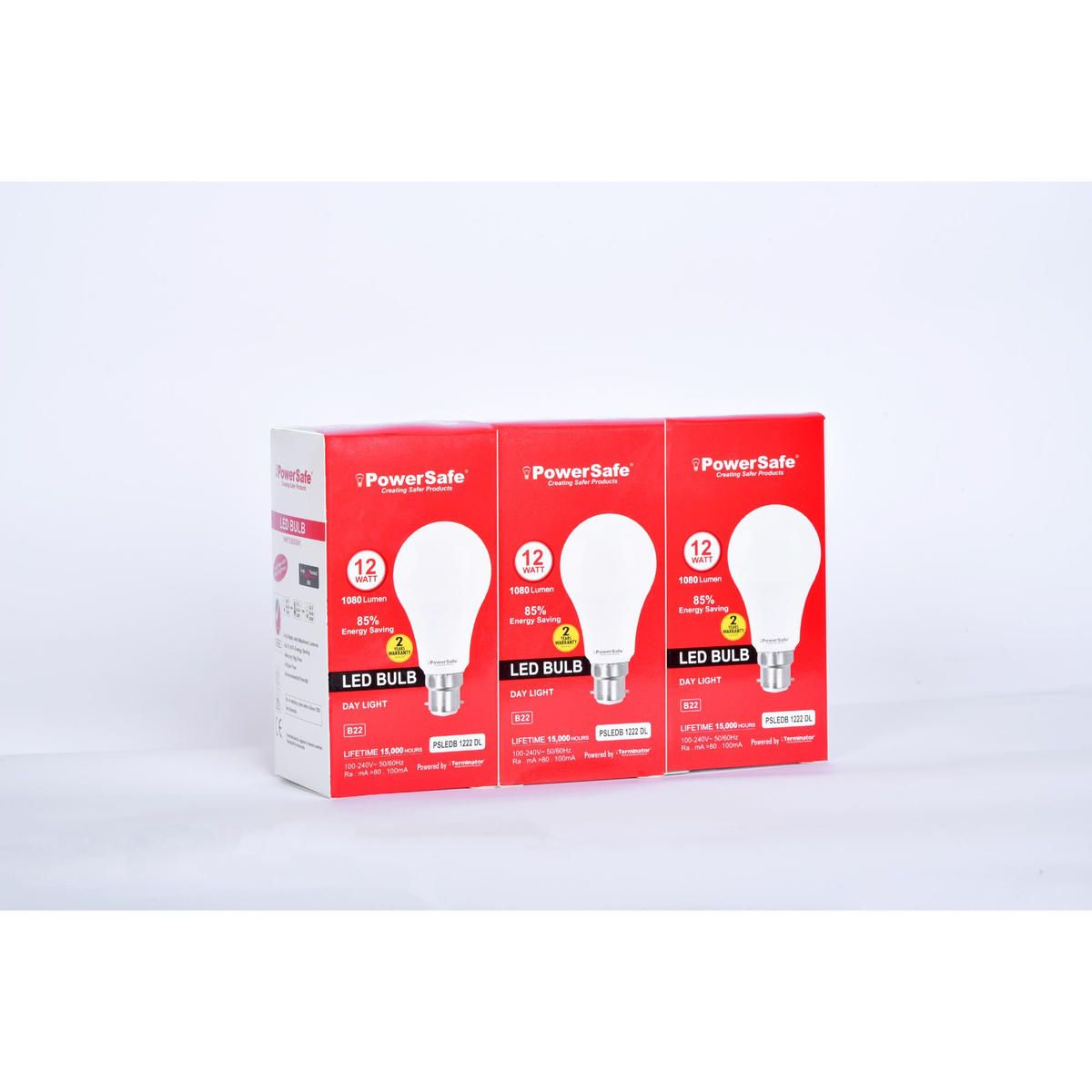 Power Safe Day Light LED Bulb, 12W, 3 pcs, PSLEDB 1222 DL