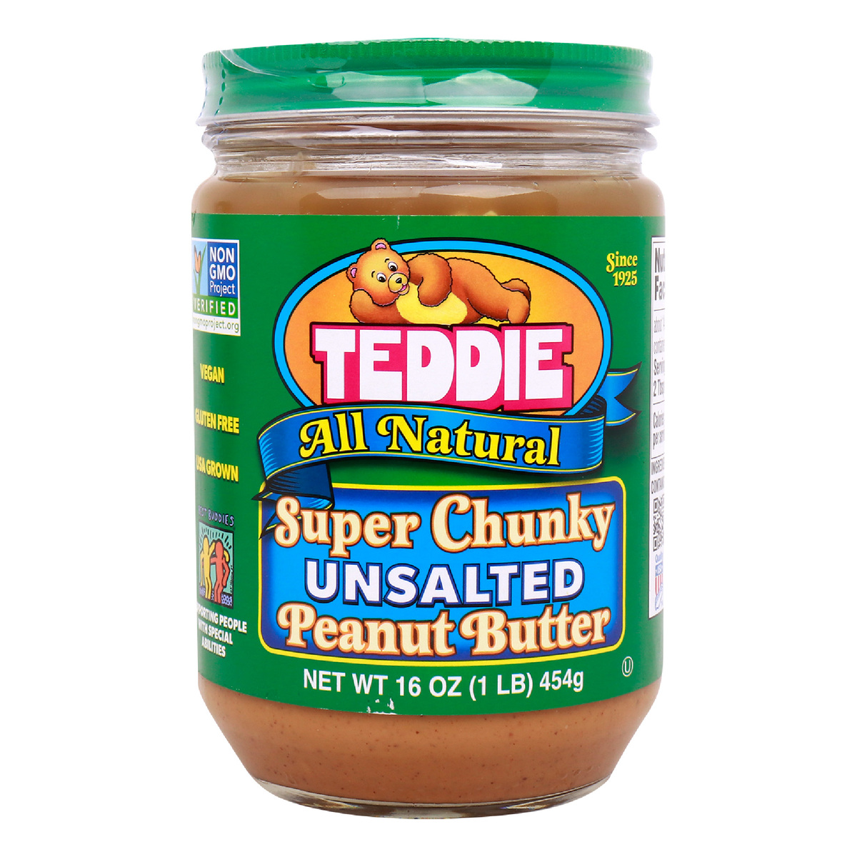 Teddie Super Chunky Unsalted Peanut Butter 454 g