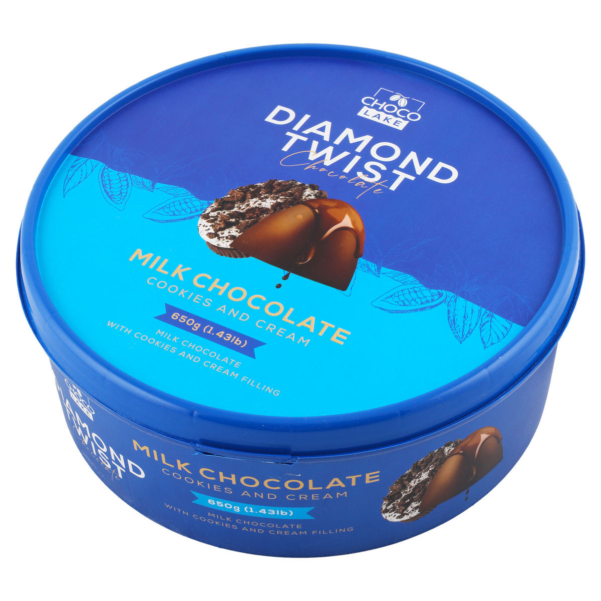 Choco Lake Diamond Twist Milk Chocolate Cookies & Cream Tub 650 g