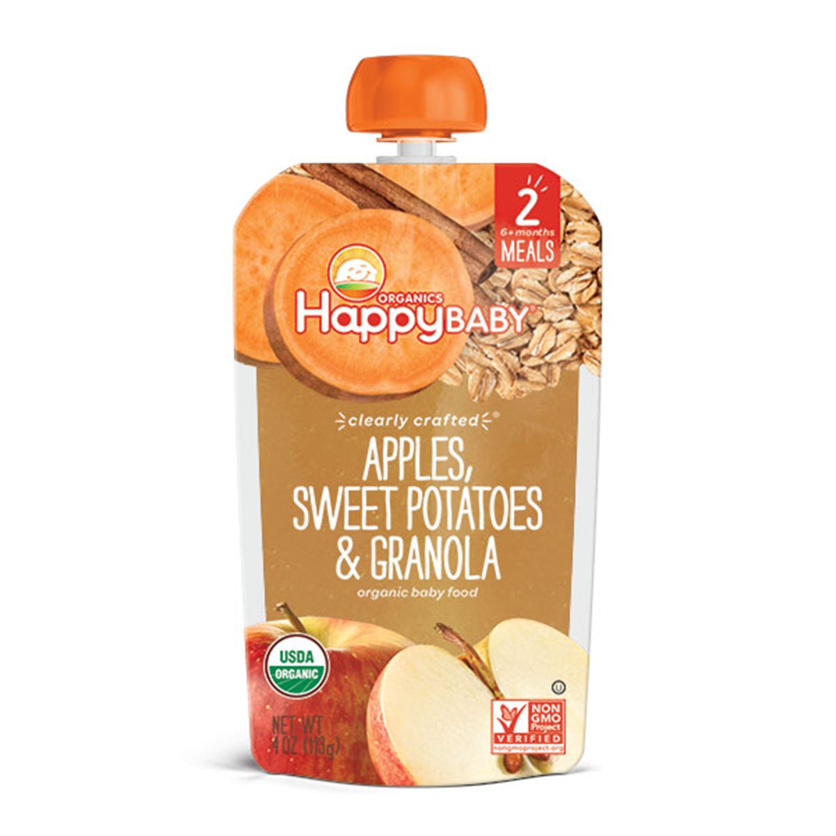 Happy Baby Stage 2 Organics Clearly Crafted Apples Sweet Potatoes & Granola Baby Food 113 g