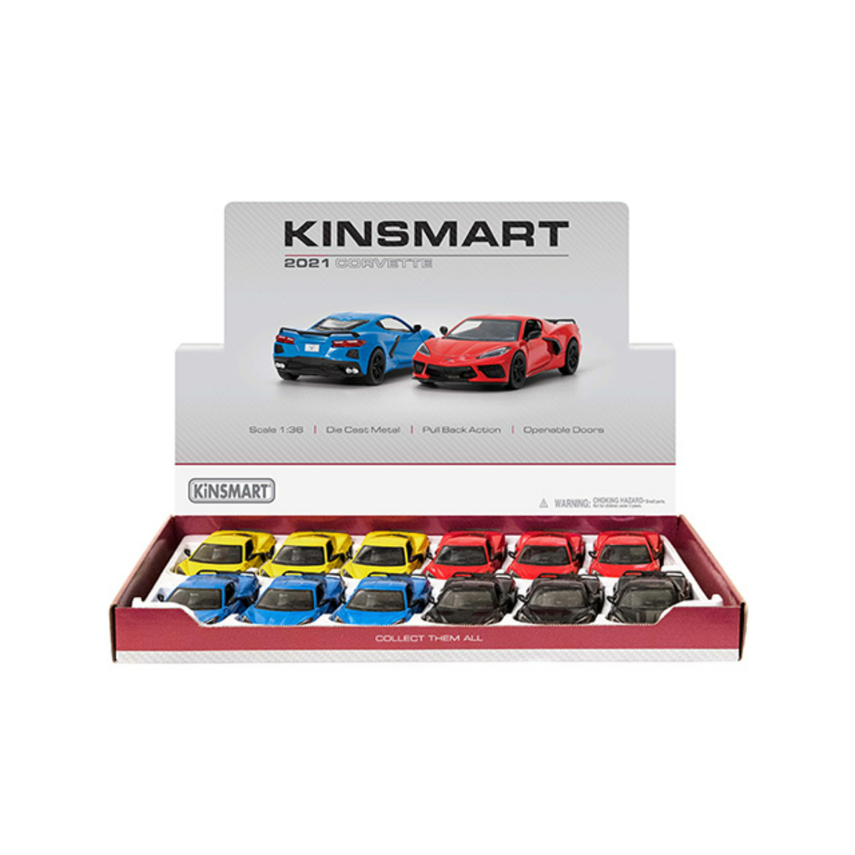 Kinsmart 2021 Corvette Die-Cast Metal Car, 1:36 Scale, 1 pc, Assorted, KT5432D