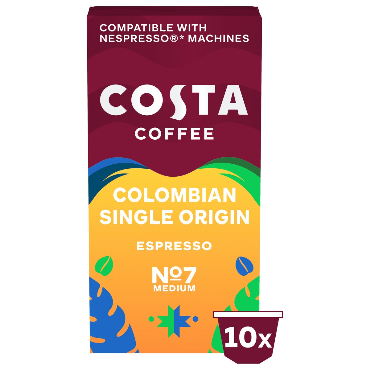 Costa Single Origin Colombian Espresso Coffee Aluminium Capsules 10pcs 57 g