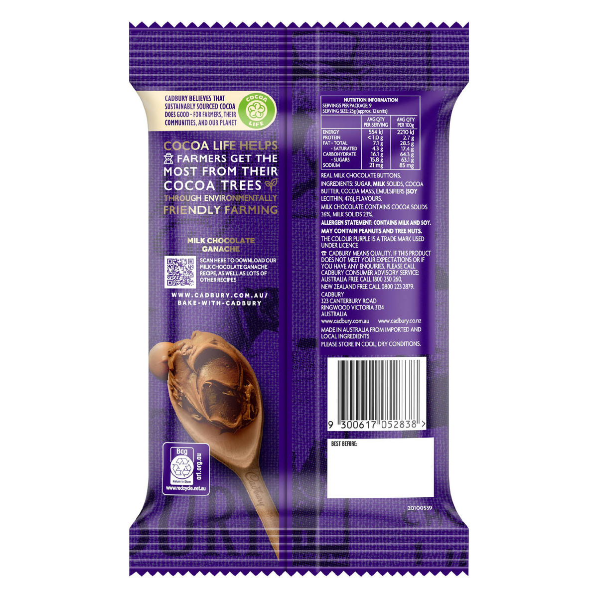 Cadbury Baking Melts Milk Chocolate 225 g