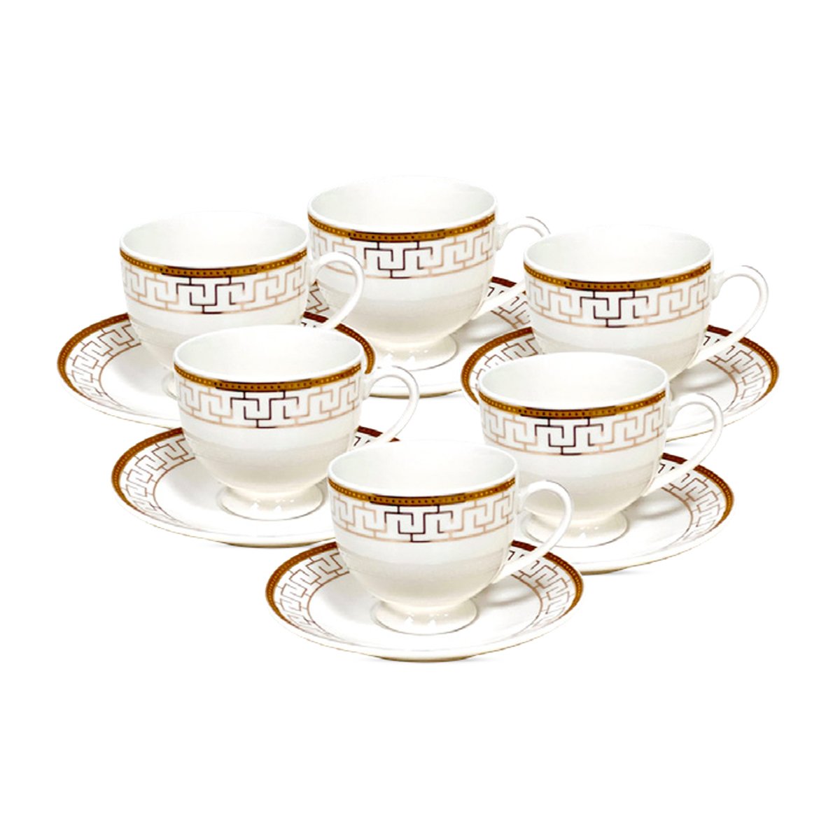 Pearl Noire Ceramic Cup & Saucer, 12 pcs, QIRU01