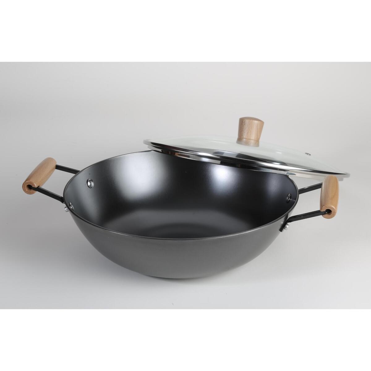 Chefline Cast Iron Double Handle Wok Pan, 32 cm