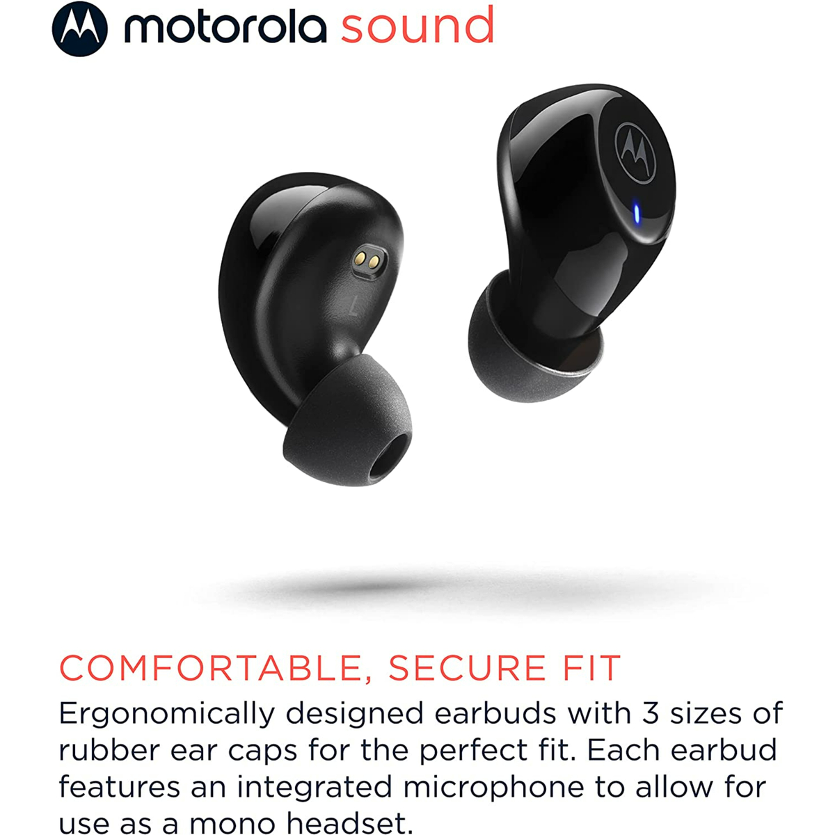 Motorola Moto Buds 105 True Wireless Earbud, Black