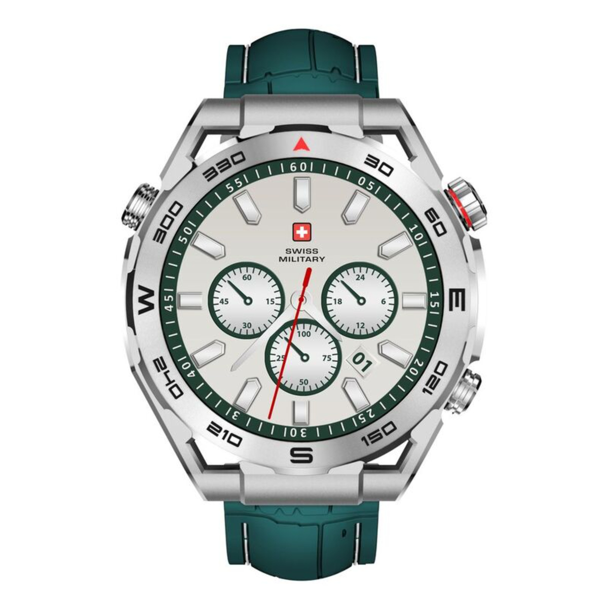 Swiss Military DOM3Swiss Military DOM3 Smartwatch - Silver With Green Silicon Strap +VICTOR 4 Active Noice cancelling ENC True Wireless