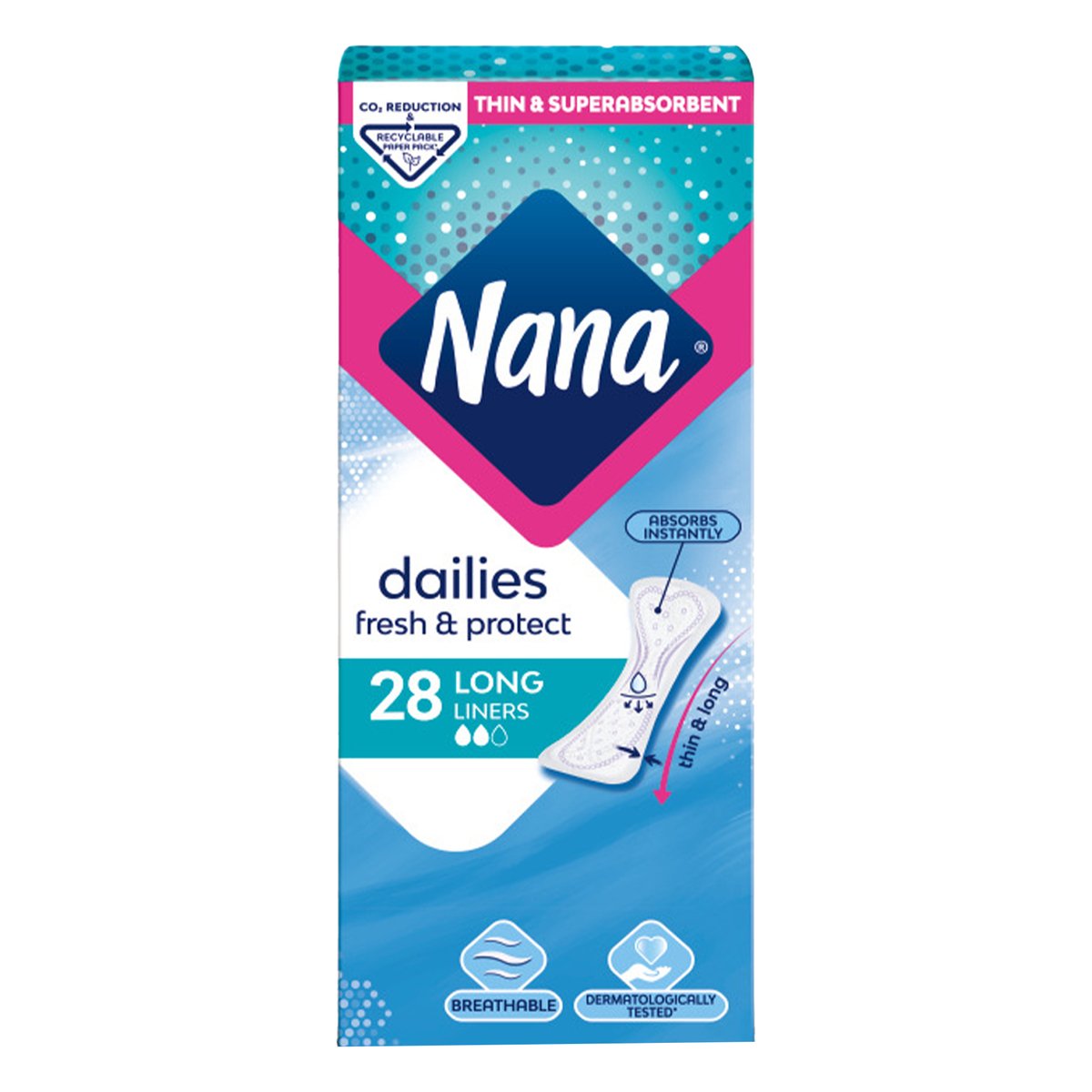 Nana Dailies Fresh & Protect Long Panty Liners 28 pcs