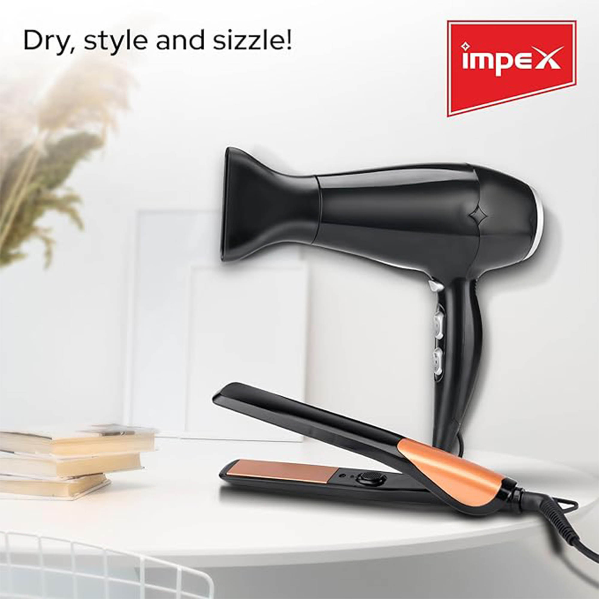 Impex Hair Straightener + Hair Dryer Combo Hair Styler, HSK 101