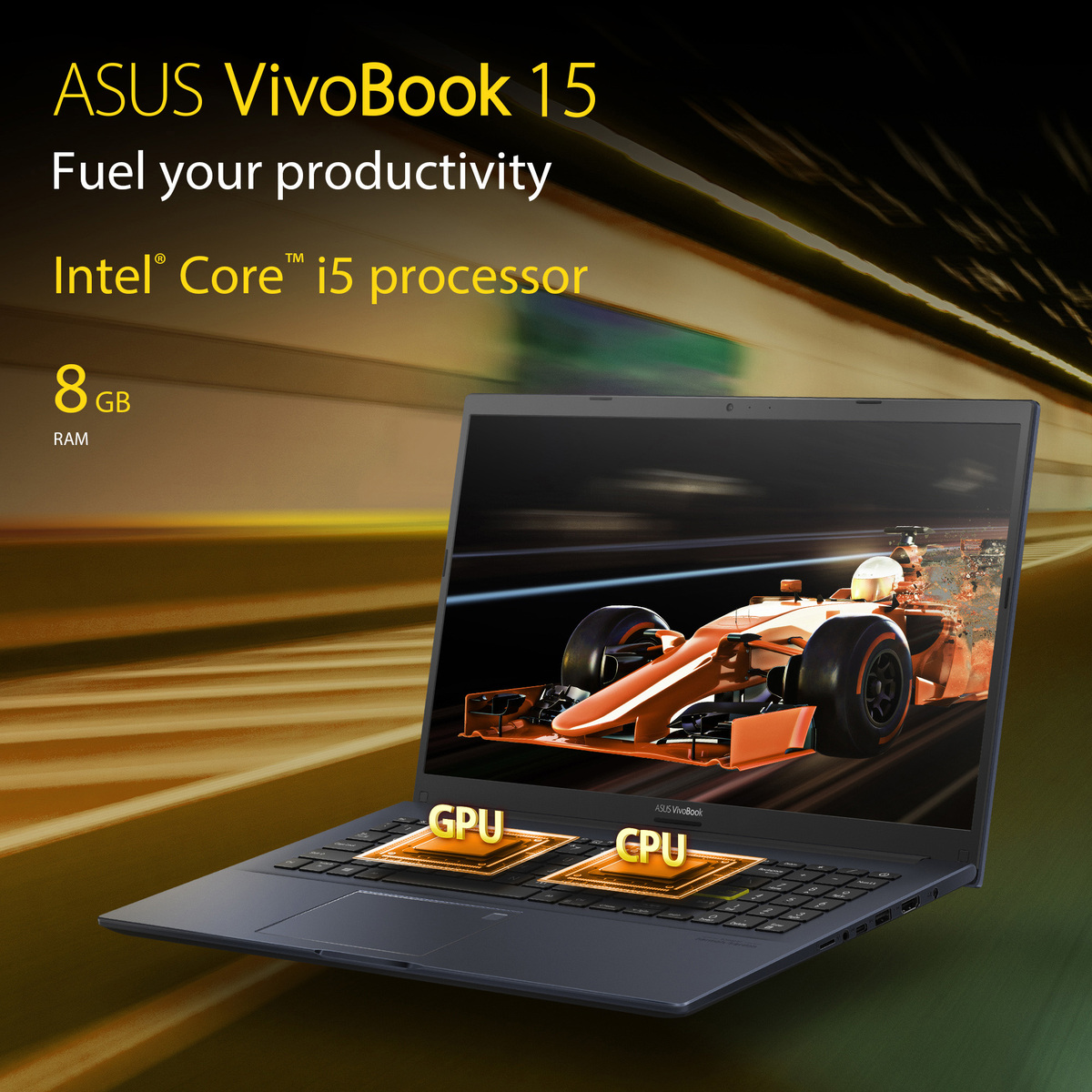 ASUS Vivobook 15 X513EA-EJ3506W Slim Laptop Intel Core i5-1135G7, 8GB RAM, 256GB SSD, 15.6 Inch FHD(1920x1080) Windows11 Home - Bespoke Black