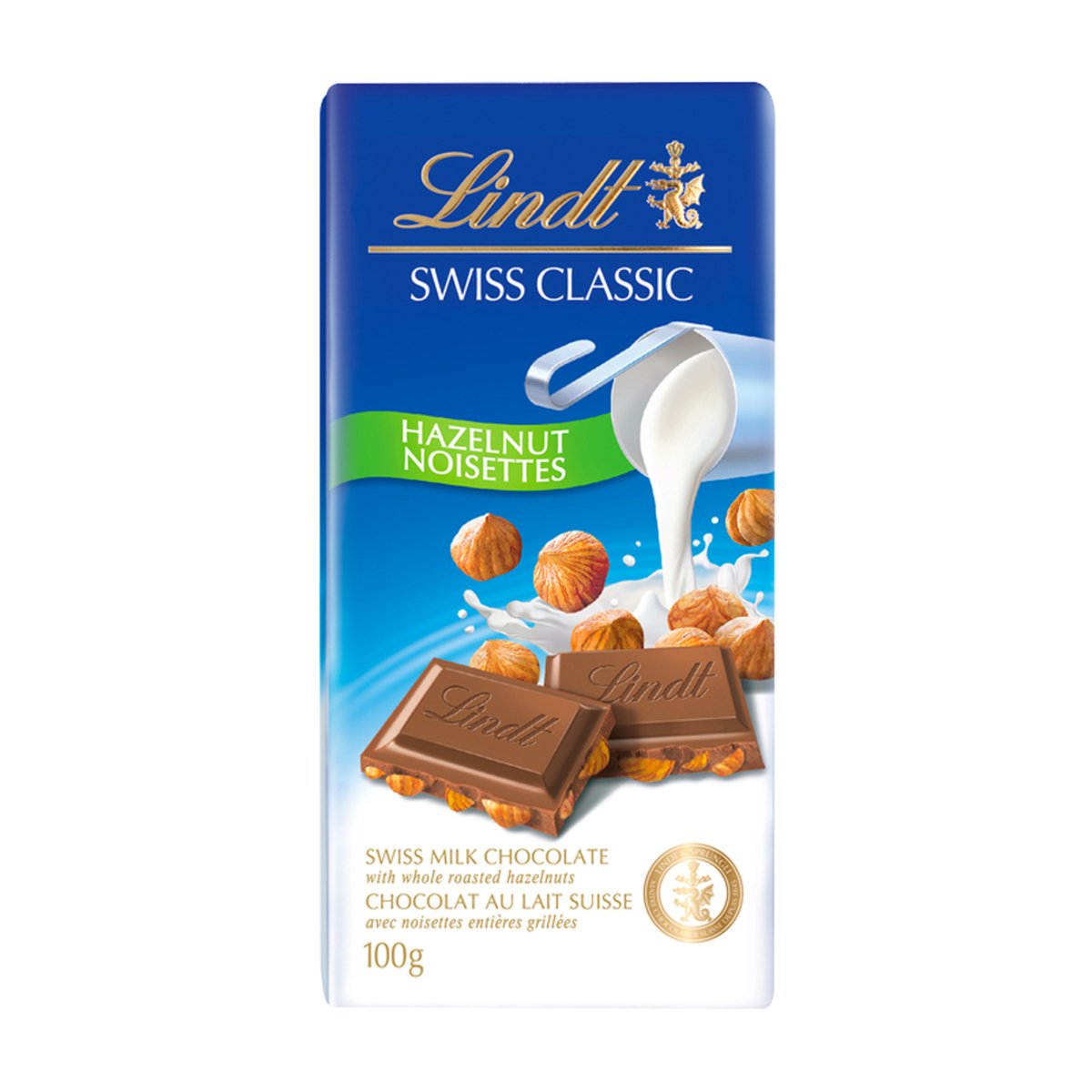 Lindt Swiss Classic Chocolate Hazelnut Sf 100g