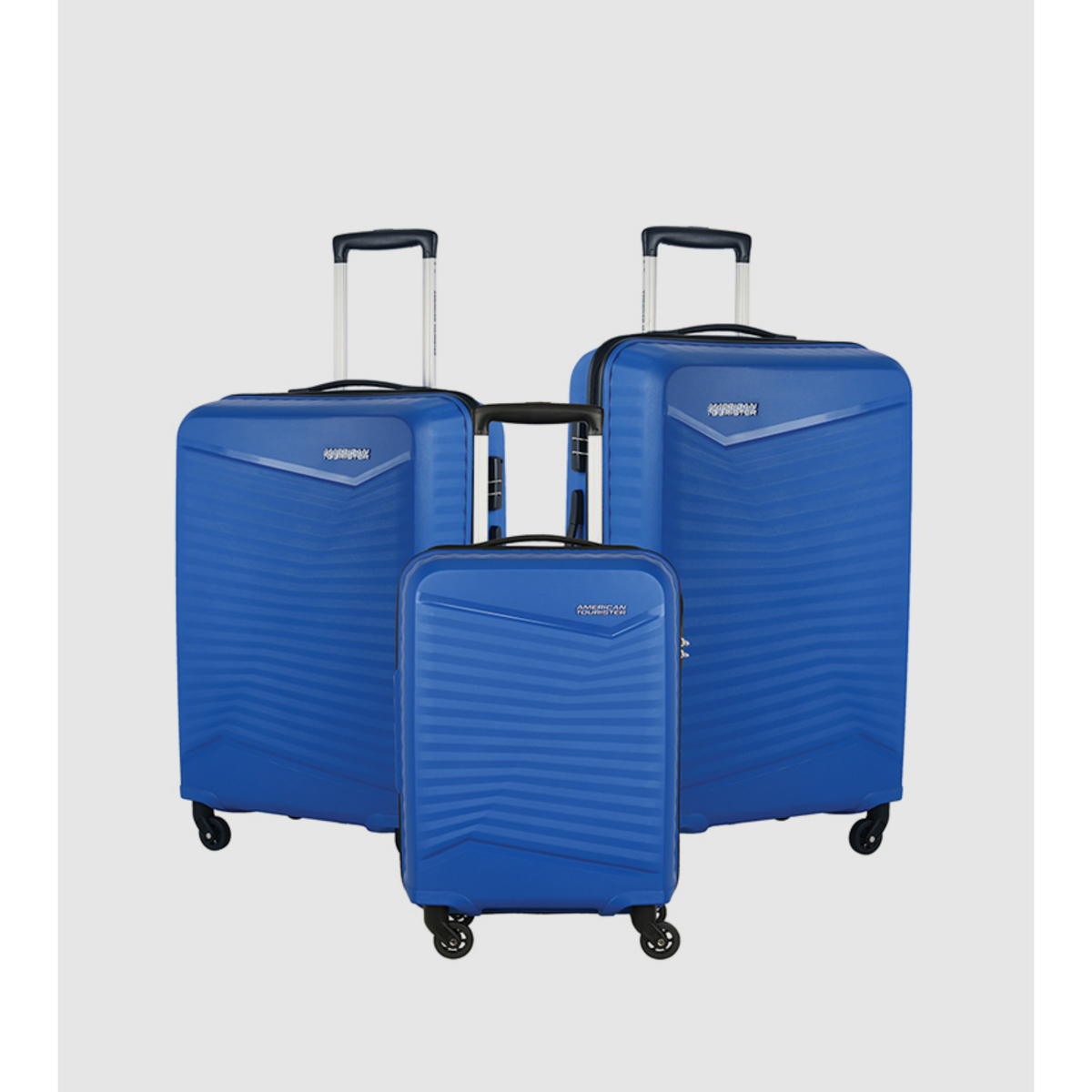 American Tourister Phoenix 4 Wheel Hard Trolley, 3 pc Set, Blue