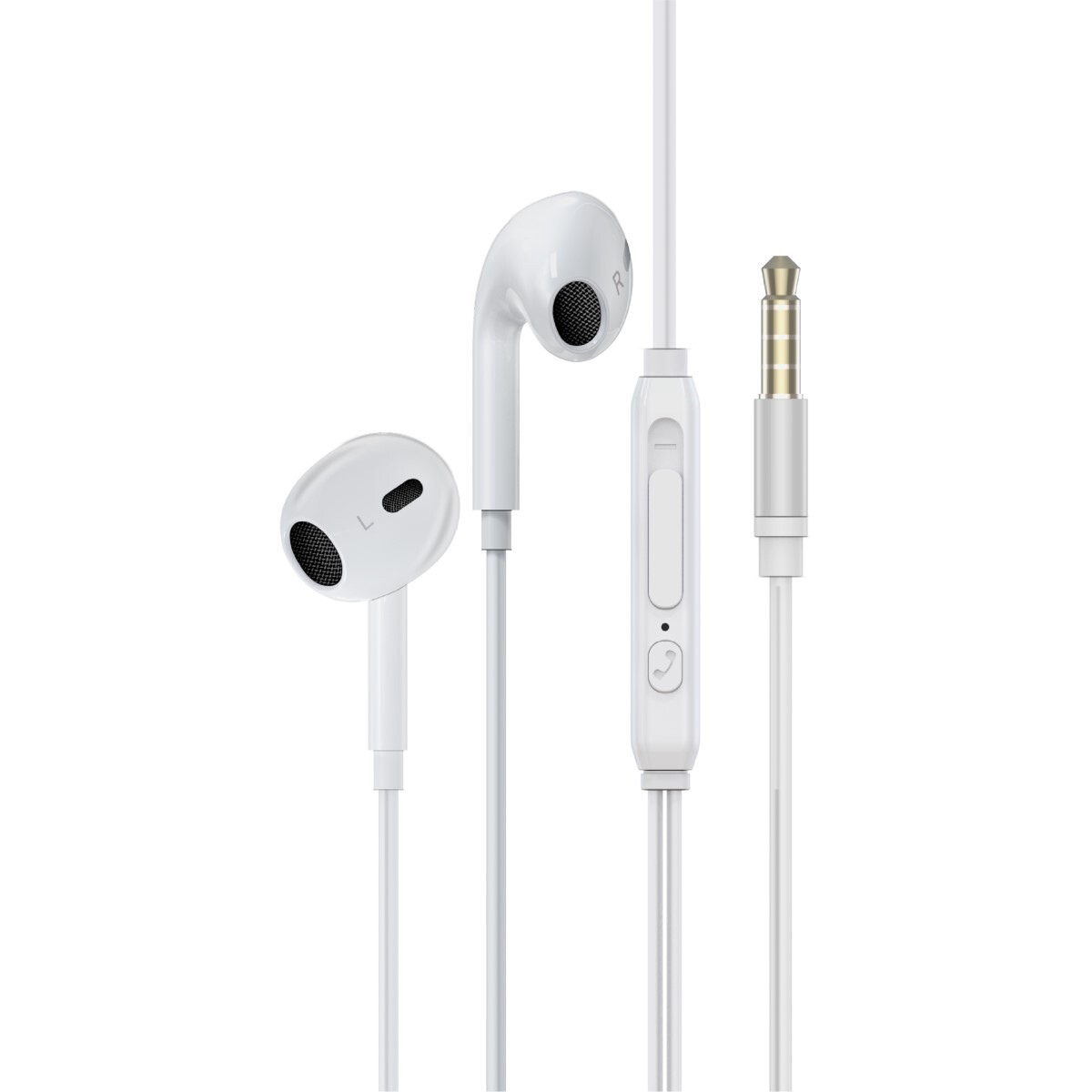 Promate Wired Earphones With Mic, Noise Isolation, Anti-tangle Cable And Button Control, Phonic, White