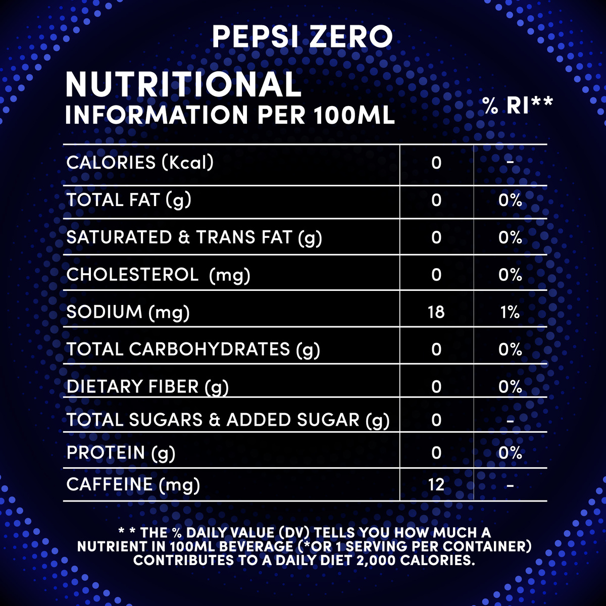 Pepsi Zero Can Cola Beverage 330 ml