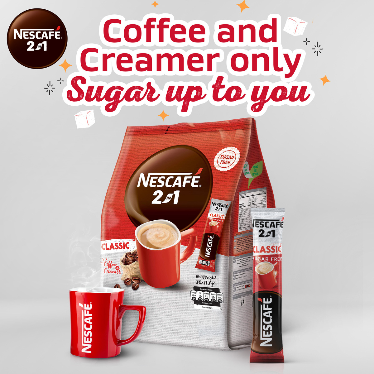 Nescafe 2-in-1 Coffee Sugar Free Value Pack 30 x 11.7 g