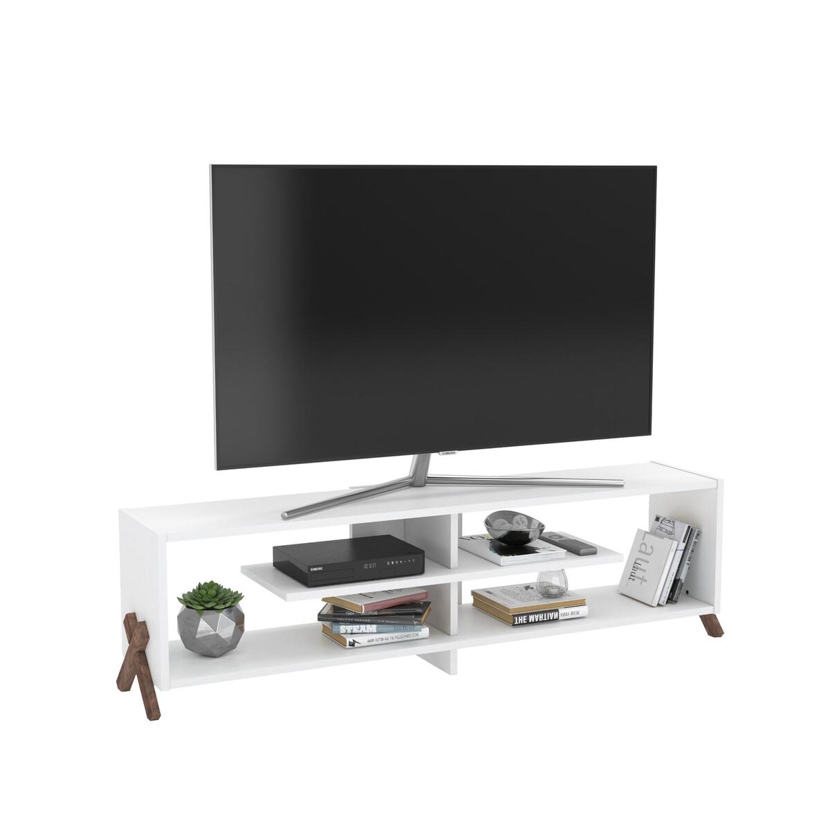 Home Canvas Kipp TV Stand Made In Turkey Modern Living Room TV Unit (White and Walnut) RF170101