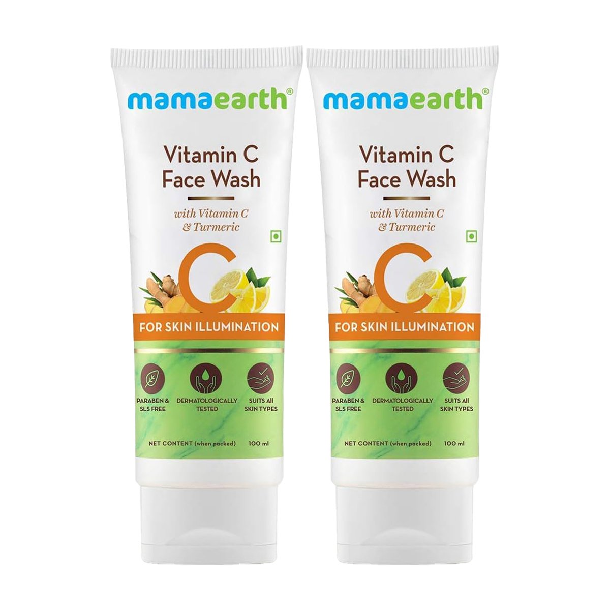 Mamaearth Vitamin C & Turmeric Face Wash 2 x 100 ml