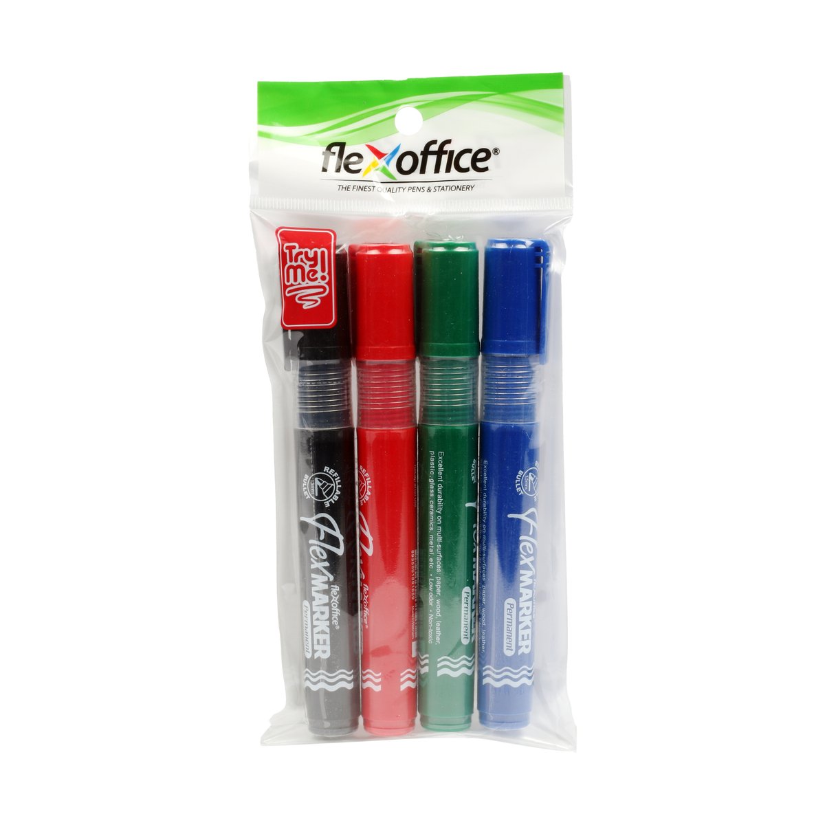 Flex Office Permanent Marker Bullet Nib 4 pcs PM03