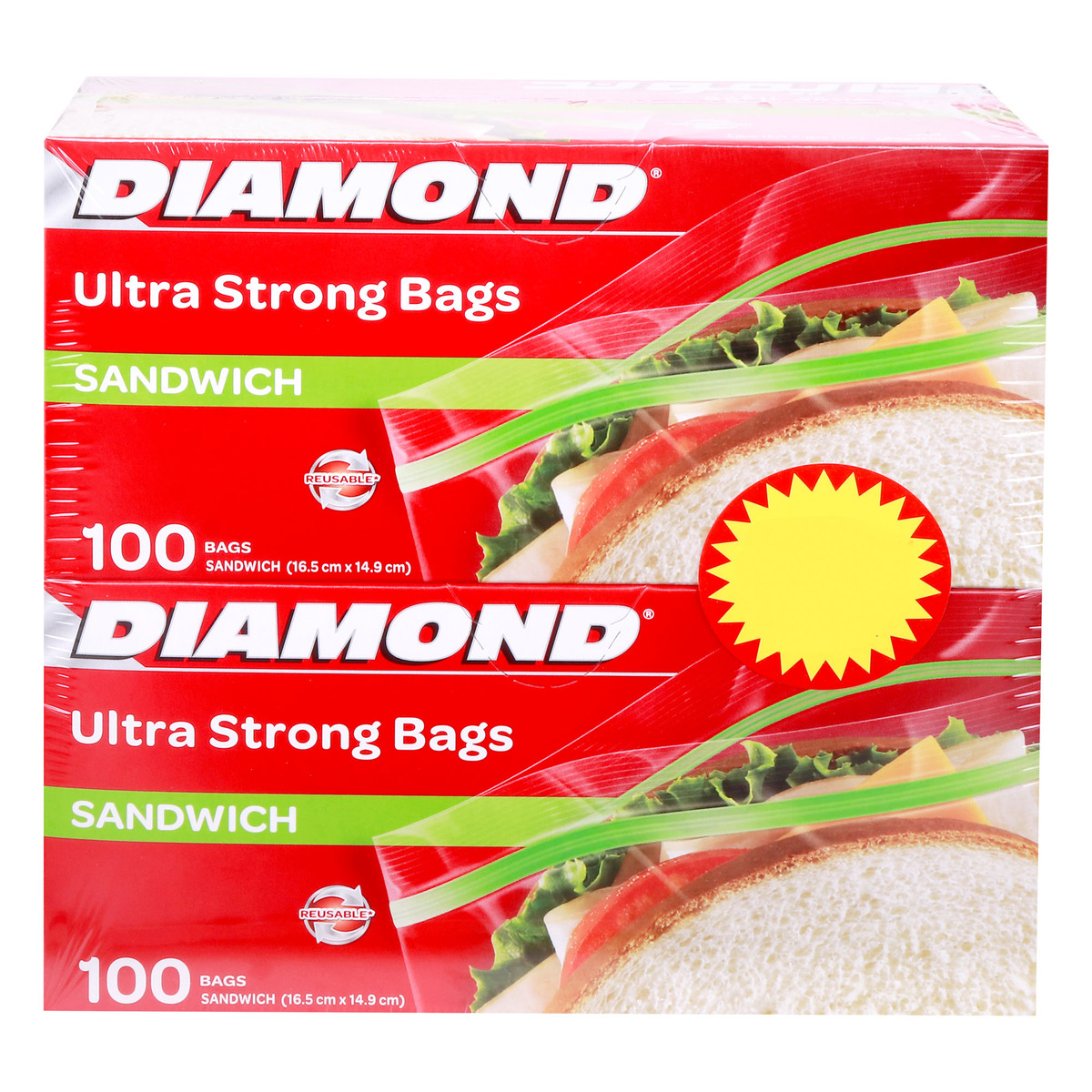 Diamond Sandwich Bags 2 x 100pcs