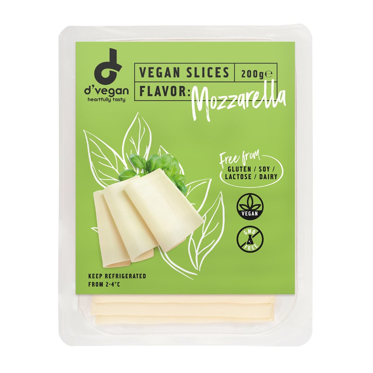 D'Vegan Slices Mozzarella Flavoured 200 g