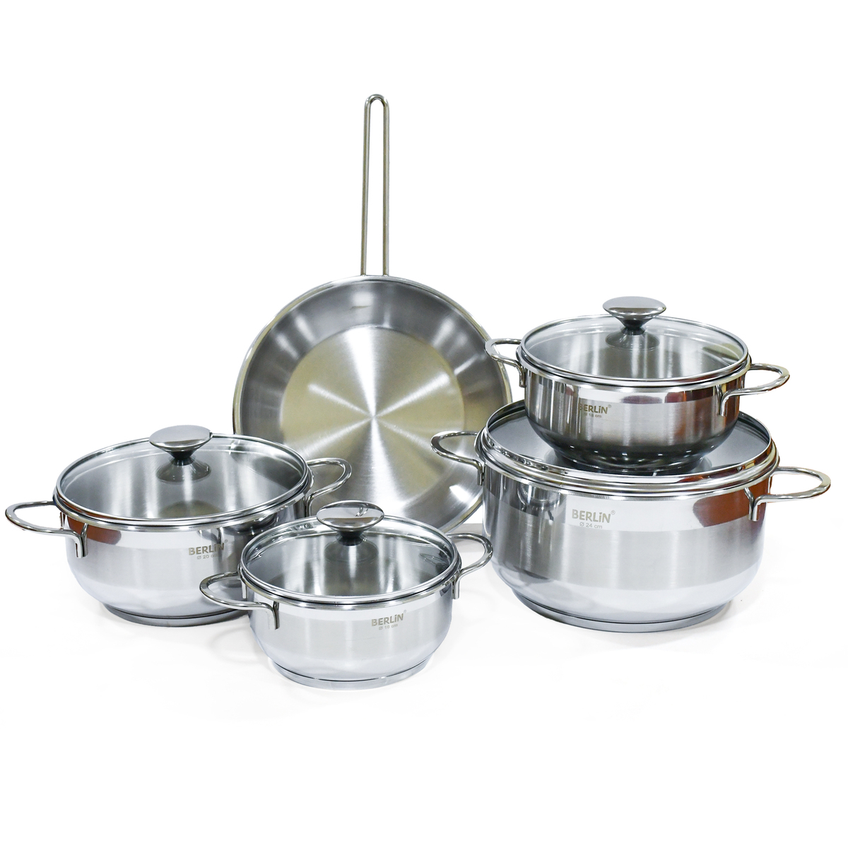 Berlin Stainless Steel Cookware Set, 9 pcs, BER204