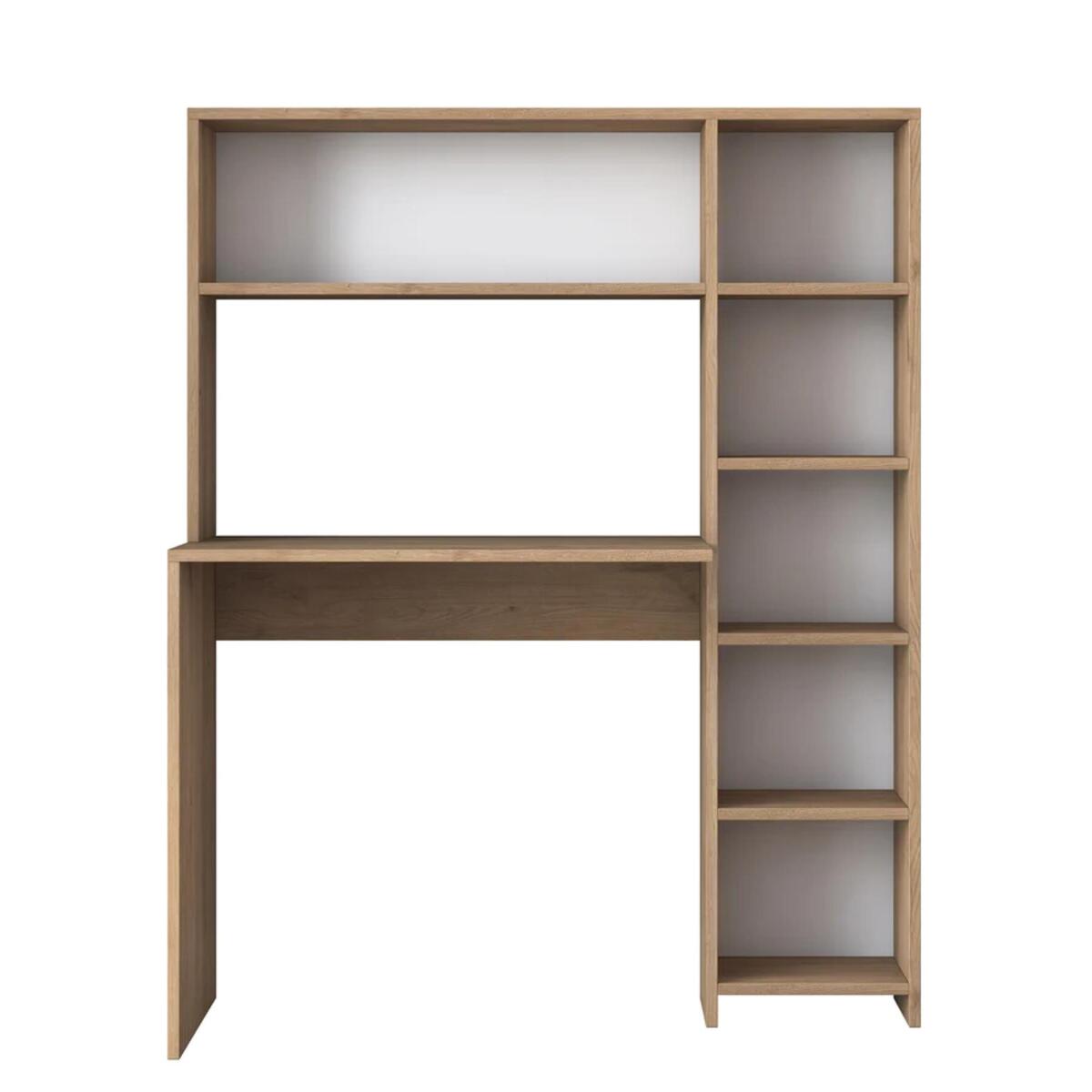 Home Canvas Computer Desk with Bookshelf and Shelves White (Walnut) 2025