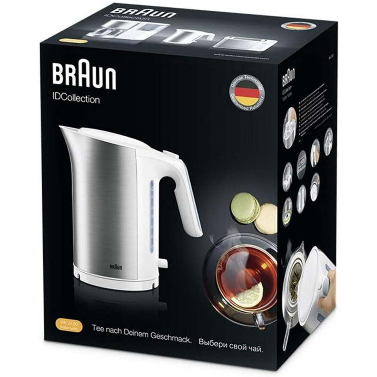 Braun Stainless Steel Electric Kettle, 1.7L, 3000W, White, WK5110WH