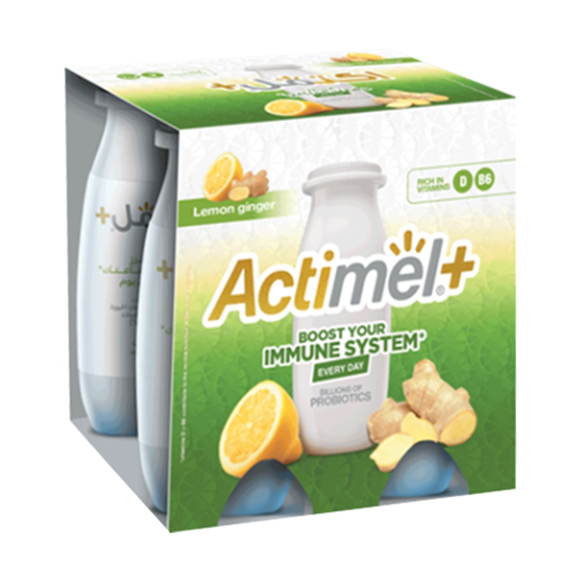 Actimel Lemon Ginger Yogurt Drink 4 x 93 ml