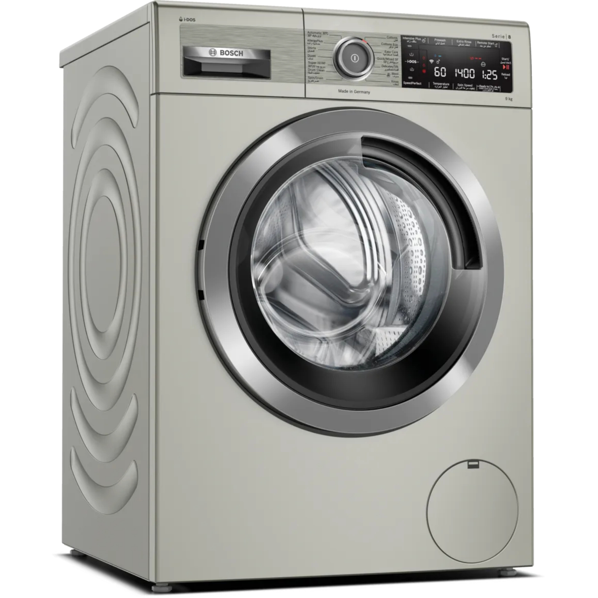 Bosch Front Load Washing Machine, 9 kg, 1400 RPM, Silver inox, WAV28KHXGC