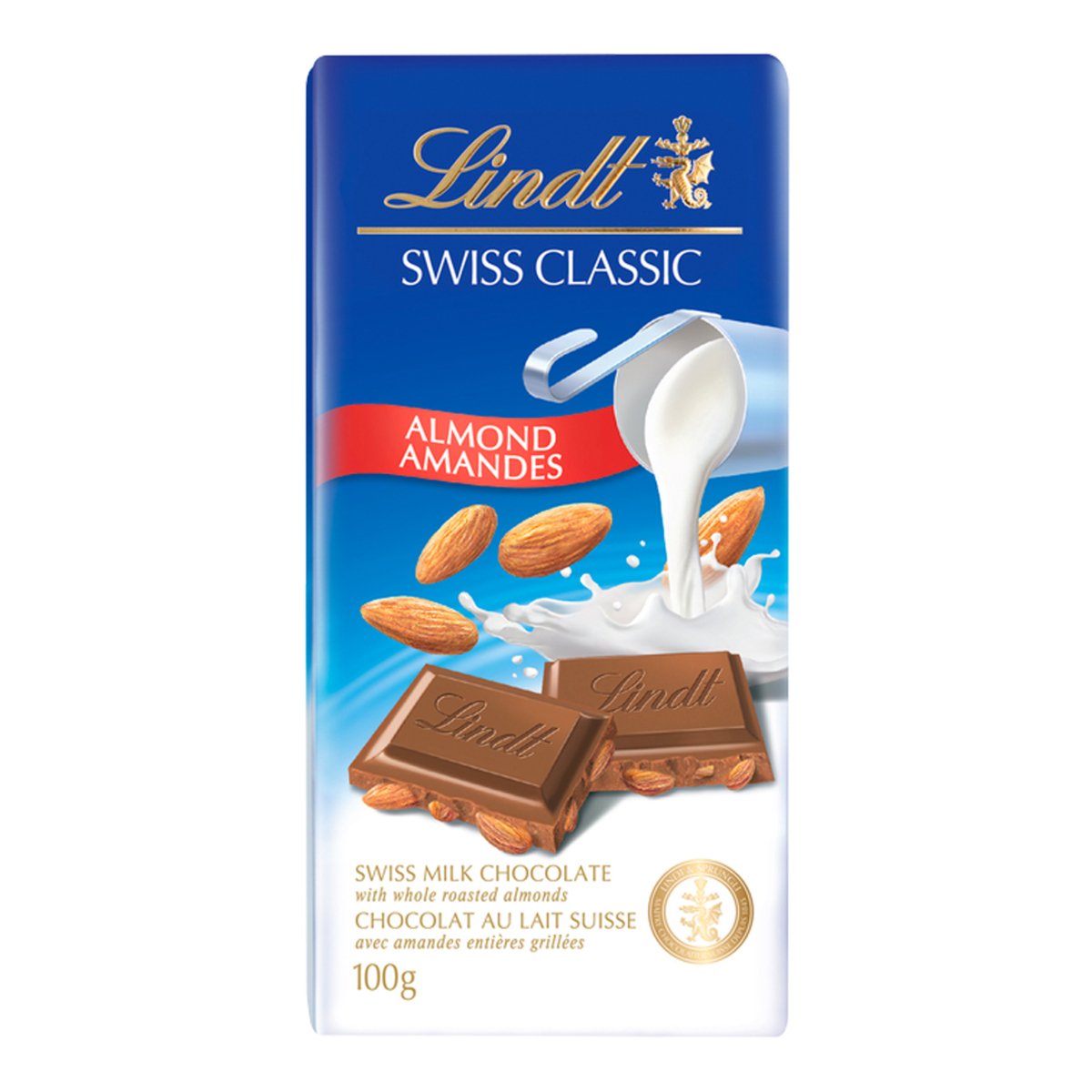 Lindt Swiss Classic Almond Milk Chocolate Bar 100g